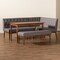 Baxton Studio Riordan Mid-Century Modern Grey Fabric and Walnut Brown Finished Wood 4-Piece Dining Nook Set 186-11355-9308-9305-Zoro - alternate 9